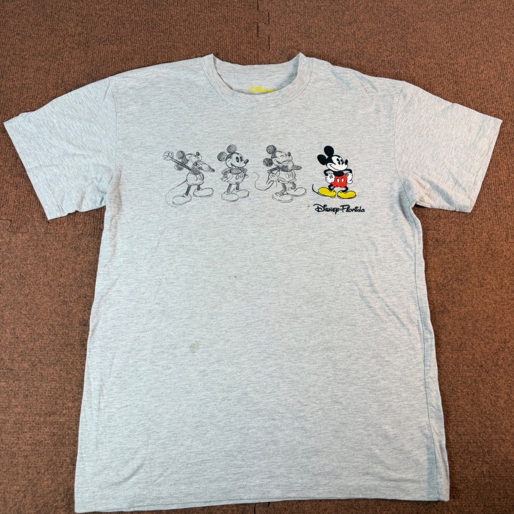Disney Florida Mickey Mouse Evolution Sketch T-Shirt Gray Mens Large AB1010